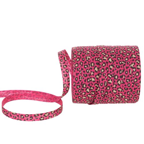 Cinta decorativa con estampado de leopardo, color rosa, cinta rizada para envolver regalos y manualidades, 10 mm de ancho, 100 m de largo.