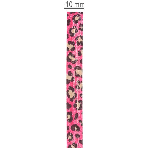 Cinta decorativa con estampado de leopardo, color rosa, cinta rizada para envolver regalos y manualidades, 10 mm de ancho, 100 m de largo. | Floristik24.es