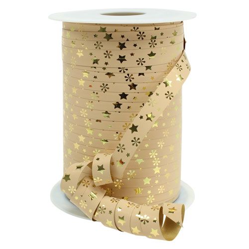 Floristik24 Cinta rizada polyband motivo navideño B10mm 150m