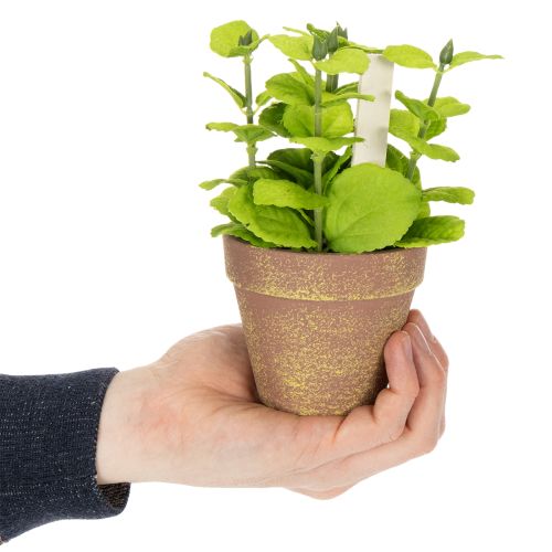 Artículo Macetas con hierbas artificiales decorativas para jardín, balcón o terraza 15cm, 3 pzs