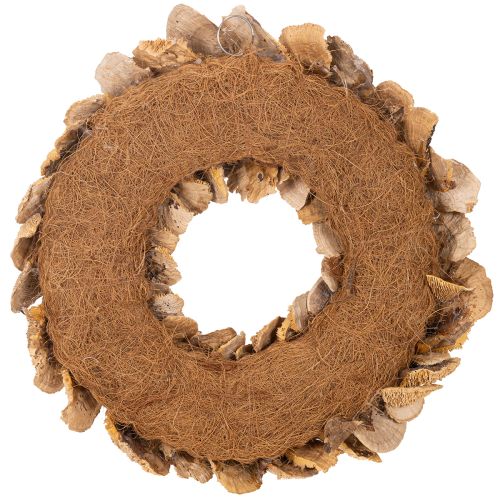 Corona de hongos de árbol, color natural, para decoración de puertas o paredes, 37 cm. | Floristik24.es