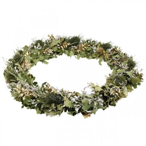Artículo Corona navideña corona seca tarjeta de roble cardo Ø45cm