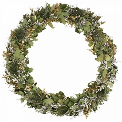Artículo Corona navideña corona seca tarjeta de roble cardo Ø45cm