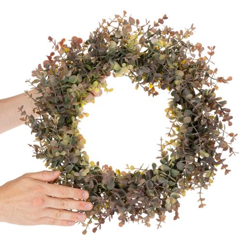 Corona de eucalipto artificial, decoración otoñal, redonda, 45 cm. | Floristik24.es