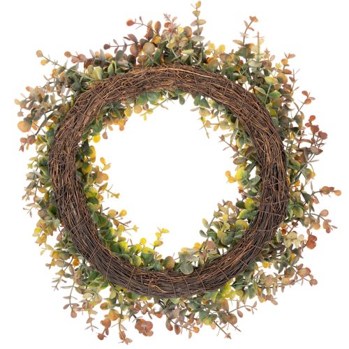 Corona de eucalipto artificial, decoración otoñal, redonda, 45 cm. | Floristik24.es