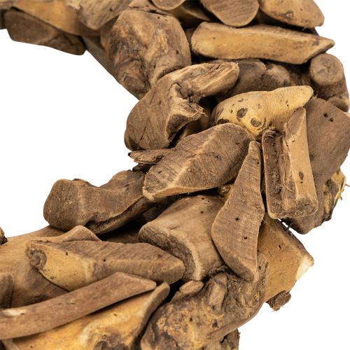 Corona decorativa redonda de 35 cm, hecha de piezas de madera natural. | Floristik24.es