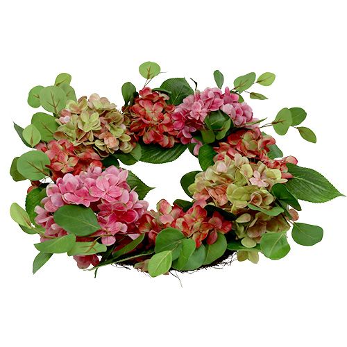Floristik24 Guirnalda hortensias Ø60cm verde, rosa 1p