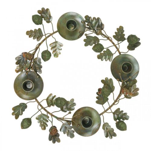 Artículo Corona de vela metal aspecto latón decoración bellotas Ø36cm