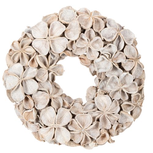 Corona con flores de loto, decoración natural, flores secas, 35 cm