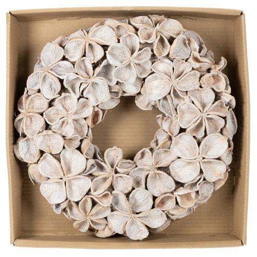 Corona con flores de loto, decoración natural, flores secas, 35 cm | Floristik24.es