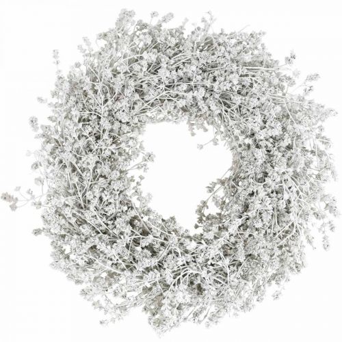 Artículo Guirnalda de Navidad blanca corona de flores secas lino Ø34cm