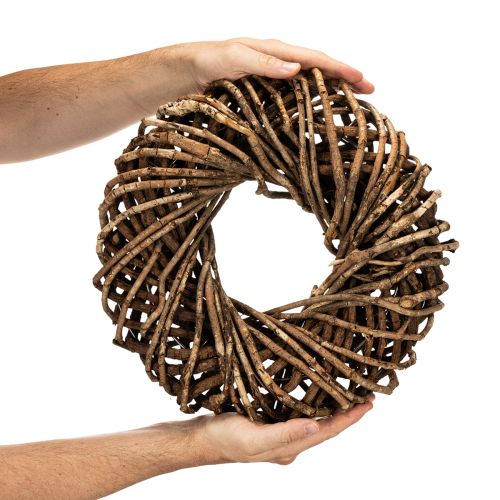 Corona hecha de ramitas naturales, corona redonda de ratán para manualidades, 35 cm | Floristik24.es