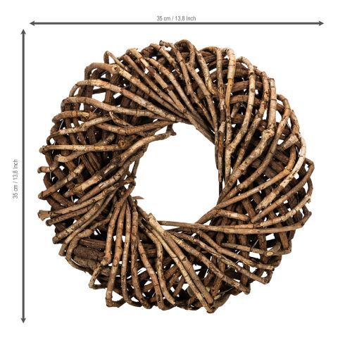 Corona hecha de ramitas naturales, corona redonda de ratán para manualidades, 35 cm | Floristik24.es