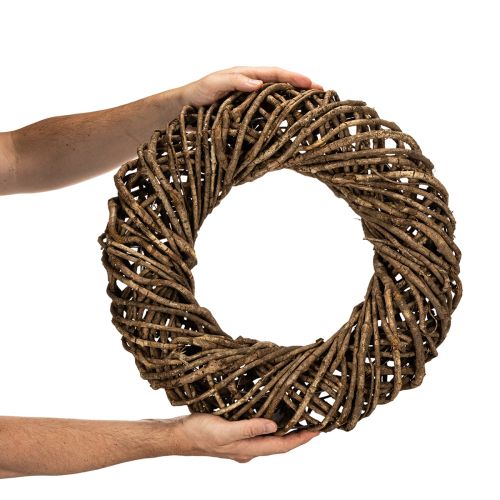 Corona decorativa hecha de ramas naturales, corona de ratán, redonda, grande, 45 cm. | Floristik24.es