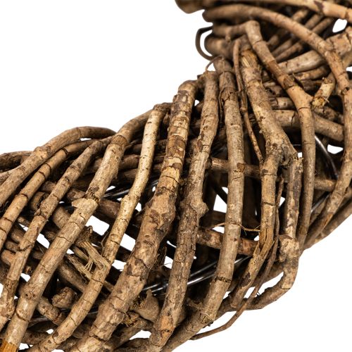 Corona decorativa hecha de ramas naturales, corona de ratán, redonda, grande, 45 cm. | Floristik24.es