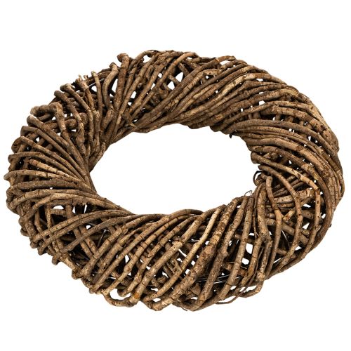 Corona decorativa hecha de ramas naturales, corona de ratán, redonda, grande, 45 cm. | Floristik24.es