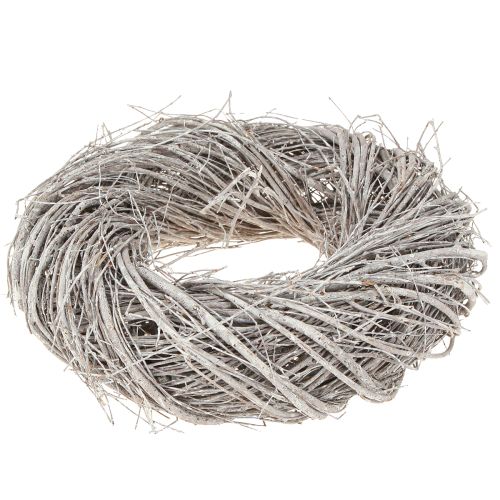 Artículo Corona de olmo blanca decorativa, corona natural blanqueada, Ø25 cm