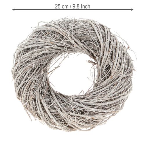 Artículo Corona de olmo blanca decorativa, corona natural blanqueada, Ø25 cm