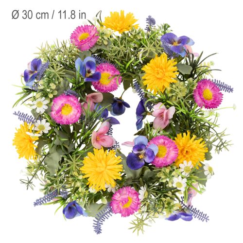 Artículo Corona de flores artificiales de primavera para decoración de puerta de entrada, 30 cm
