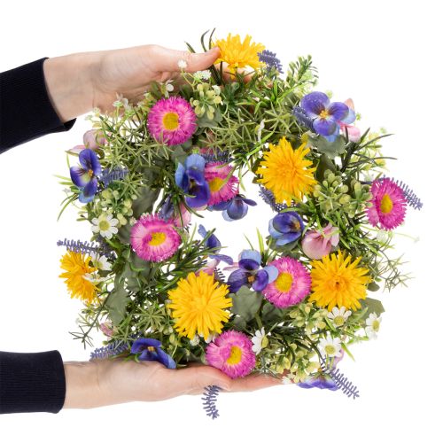 Artículo Corona de flores artificiales de primavera para decoración de puerta de entrada, 30 cm