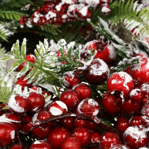 Floristik24 Guirnalda de verde con bayas rojas esmeriladas 36cm