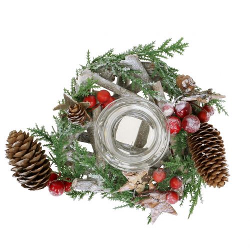 Floristik24 Corona decorativa pequeña con vaso Ø17cm
