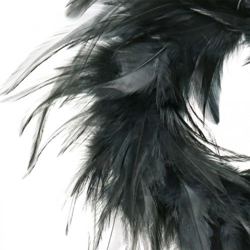 Artículo Guirnalda de plumas negra pequeña Ø11cm Decoración Pascua plumas reales
