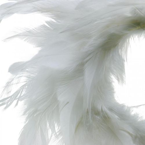 Artículo Corona de plumas blanca pequeña Ø11cm Decoración de Pascua plumas reales