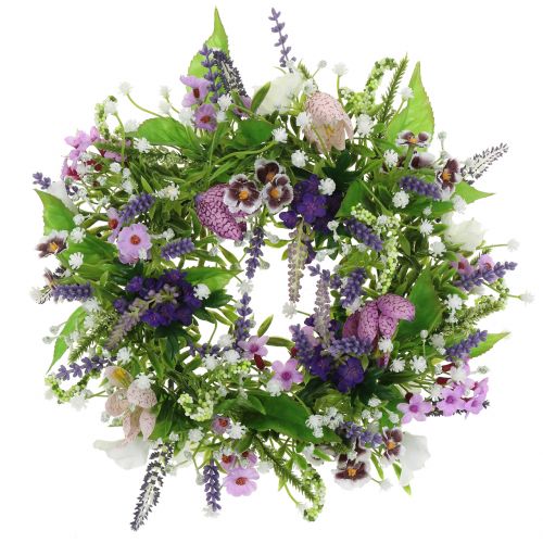 Floristik24 Corona damero flor/lavanda/lila Ø28cm