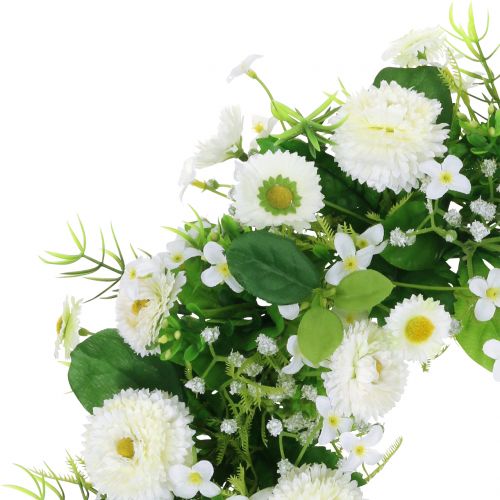 Artículo Guirnalda de flores deco blanco Bellis corona de puerta flores de seda Ø30cm