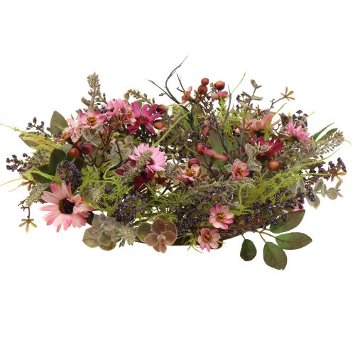 Floristik24 Corona de flores con margaritas y bayas rosa viejo Ø30cm