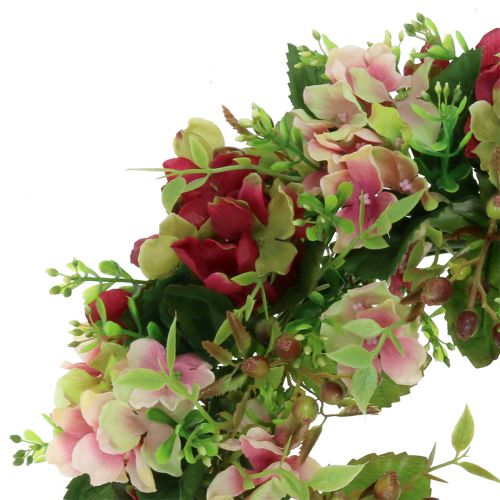 Floristik24 Guirnalda hortensias / bayas rojo oscuro Ø30cm