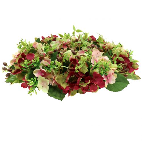 Floristik24 Guirnalda hortensias / bayas rojo oscuro Ø30cm
