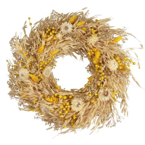 Artículo Corona decorativa corona de avena corona natural flores de paja amarillo Ø29cm