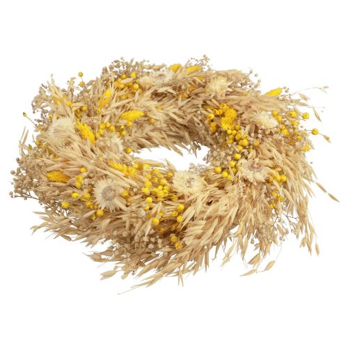 Artículo Corona decorativa corona de avena corona natural flores de paja amarillo Ø29cm