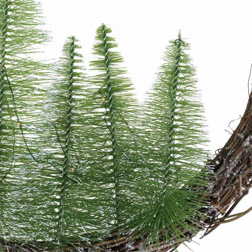 Floristik24 Corona navideña con árbol y LED Ø48cm verde nevado, marrón