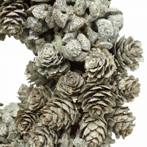 Floristik24 Deco corona conos alerce y ciprés blanco, purpurina Ø20cm 2ud