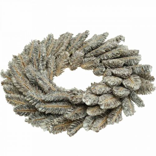 Floristik24 Corona decorativa conos Corona de Adviento corona de puerta blanca, purpurina Ø35cm