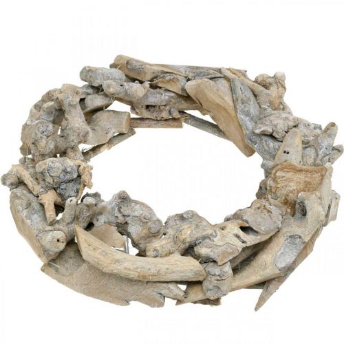 Floristik24 Corona decorativa corona de raíz de madera blanco lavado Ø35cm H9cm