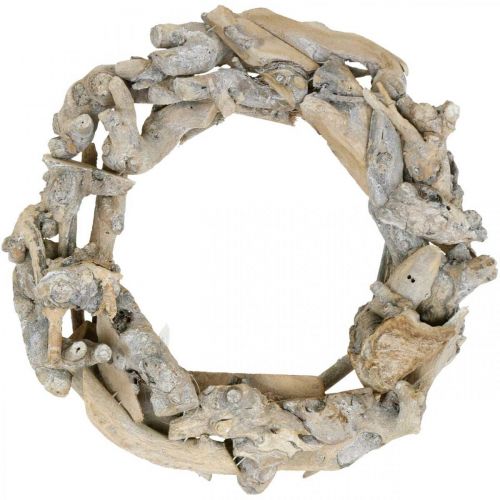 Floristik24 Corona decorativa corona de raíz de madera blanco lavado Ø35cm H9cm