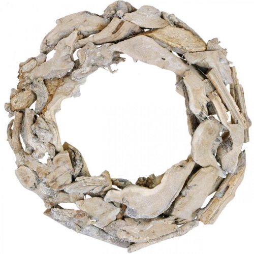 Floristik24 Corona de madera raíces y ramas Corona decorativa blanqueada Ø40cm H9cm