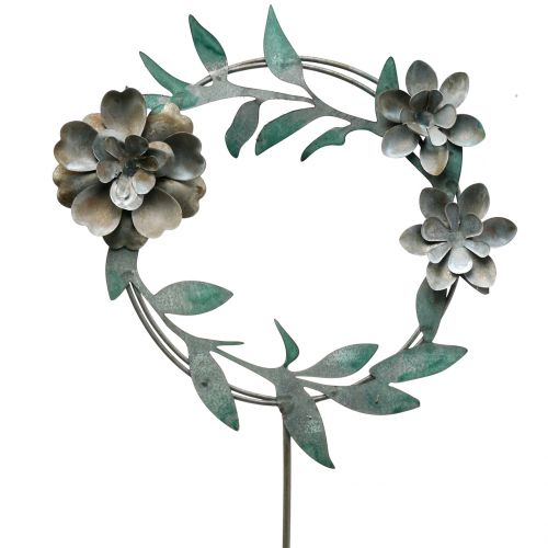 Floristik24 Alfiler de jardín corona de flores metal Al. 63 cm