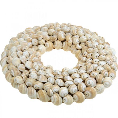 Floristik24 Corona de caracoles, decoración marítima, caracoles Mattukan naturales colores naturales Ø39.5cm