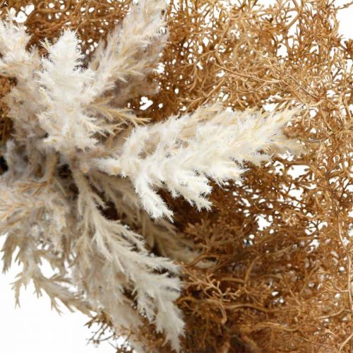 Artículo Corona decorativa crema de hierba de pampa artificial, corona de puerta marrón Ø60cm