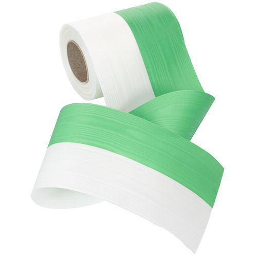Artículo Cinta de moiré para coronas, 125 mm x 25 m, en verde y blanco, cinta tejida en tafetán, cinta nacional, cinta decorativa.