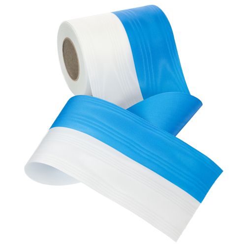 Artículo Cinta decorativa azul y blanca con efecto moiré de 125 mm – Cinta decorativa y de luto de alta calidad, cinta tradicional con un aspecto elegante, rollo de 25 m