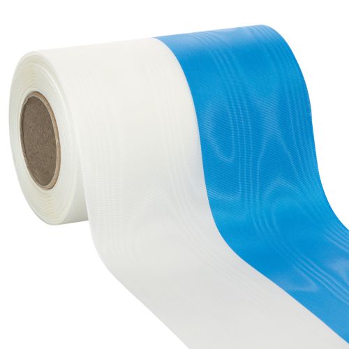 Artículo Cintas de corona de moiré azul y blanco, 150 mm