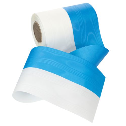 Artículo Cintas de corona de moiré azul y blanco, 150 mm