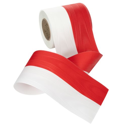 Artículo Cintas de corona moiré blancas y rojas de 100 mm