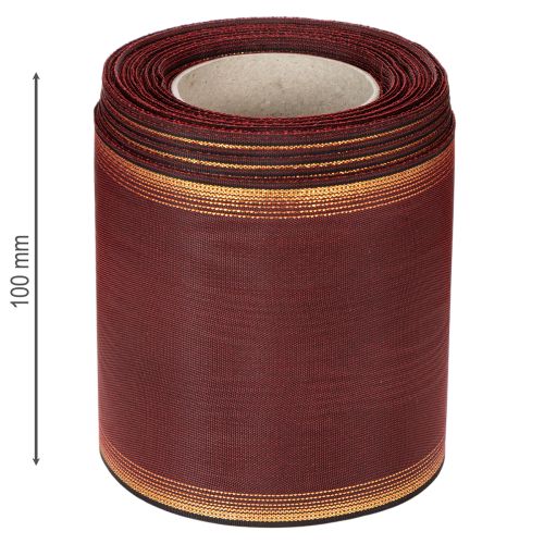 Artículo Cinta de corona burdeos decoración de boda de tafetán muaré de 100 mm